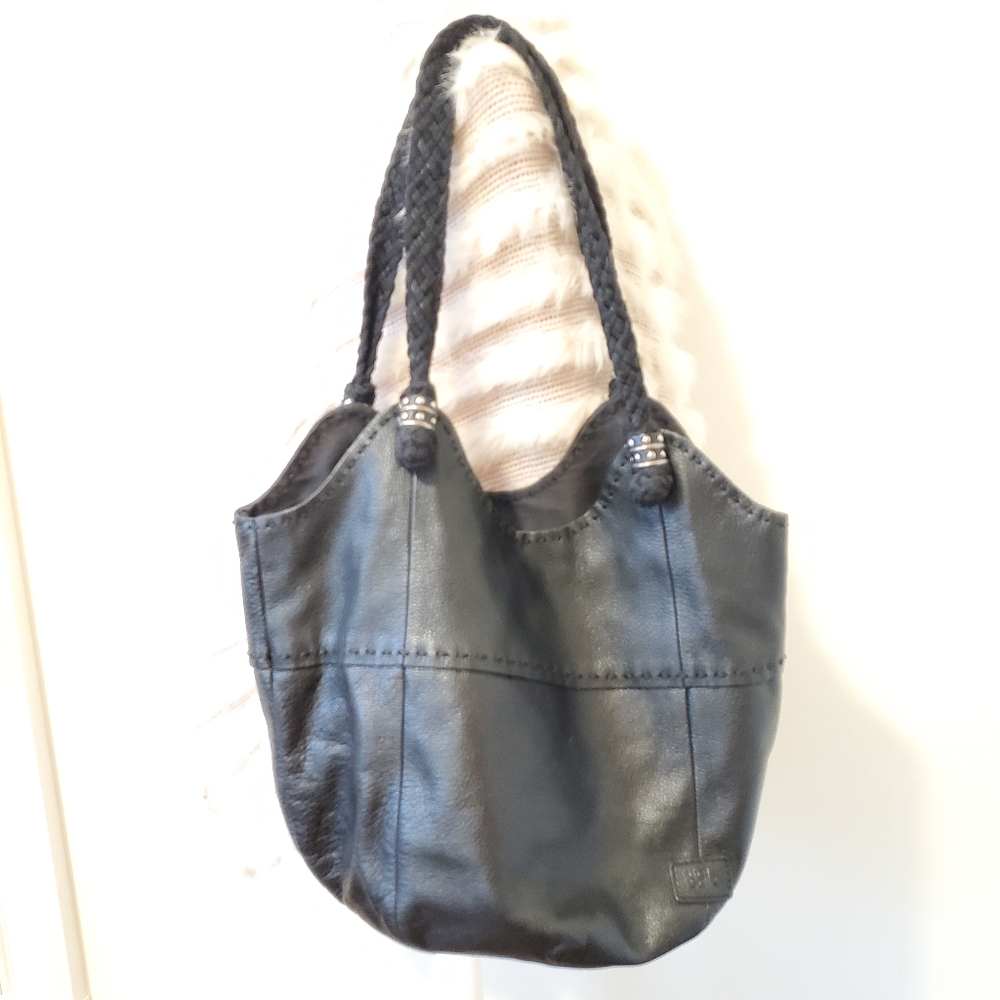 The Sak black leather hobo/bucket bag